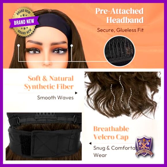 Human Hair Clip-In Bangs with Body Wave Headband Wig main image 5